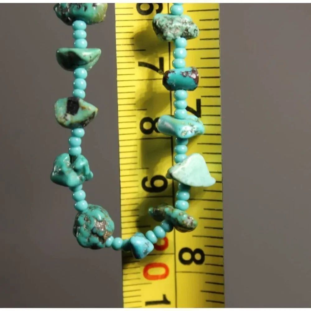 Genuine Turquoise Beaded Necklace 16" Long